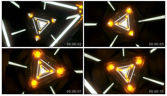 黄灯闪烁科技隧道Led视频素材