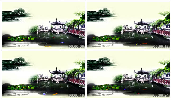 水墨荷塘中国风江南山水风情视频素材