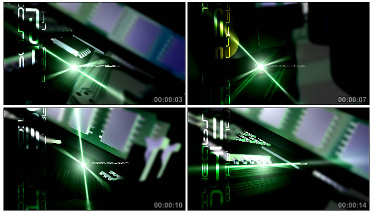 发光粒子穿梭行走电路板视频素材