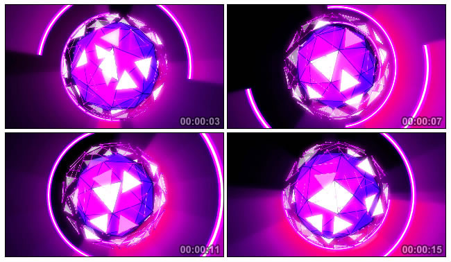 粉色炫光球体旋转Led背景视频素材
