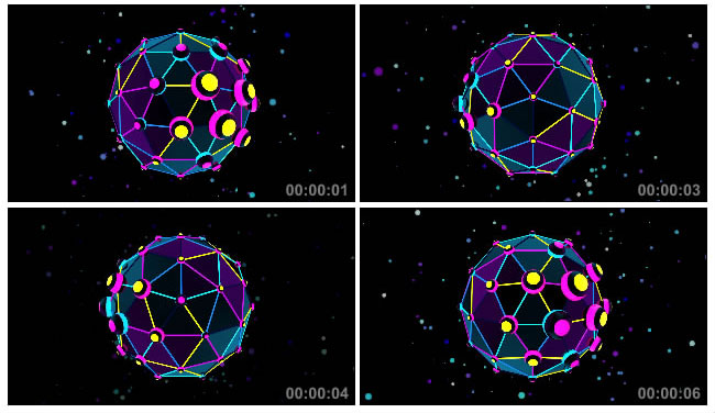 多彩三角面球体VJ视频素材