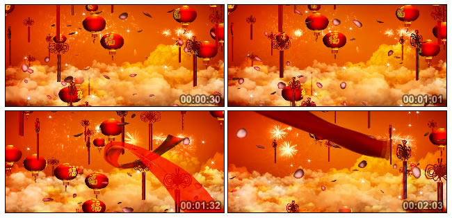 中国节灯笼红绸舞台视频素材