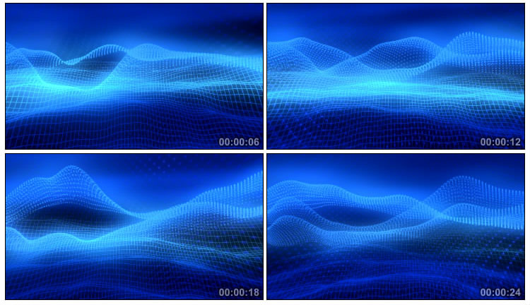 蓝色三维网状线网格线波浪上下起伏波动视频素材