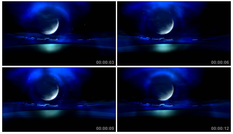 蓝色苍穹夜空月亮星球极光视频素材