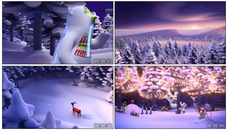 圣诞节卡通情景剧动物森林大会视频素材