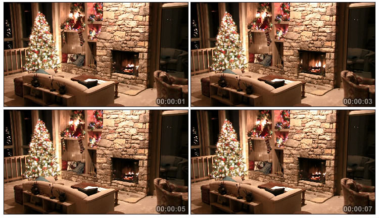 圣诞节主题 壁炉火焰 圣诞树视频素材