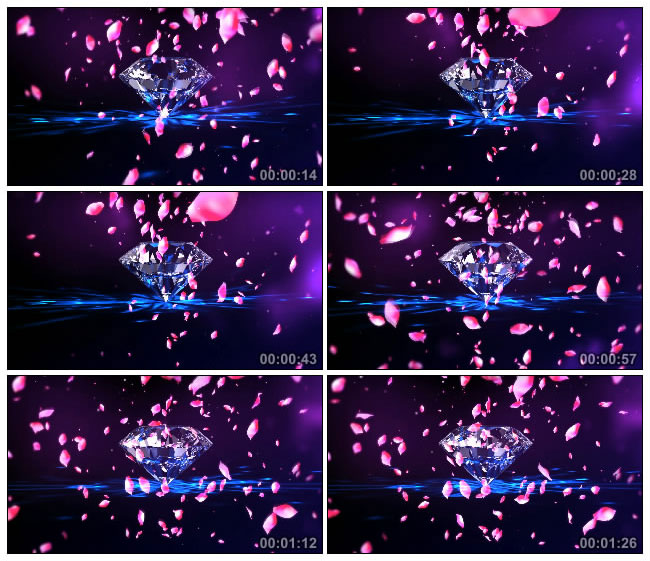高清钻石玫瑰花瓣爱情LED背景视频素材