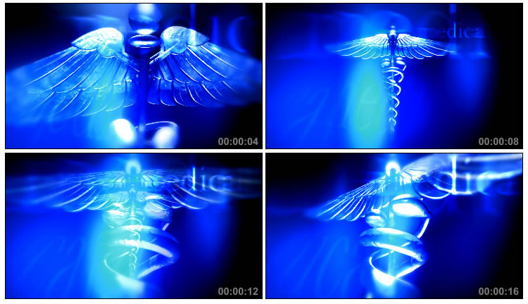 蓝色背景翅膀造型工艺品展示视频素材
