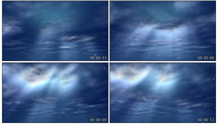 动感光线透过云层 阳光穿透水面视频素材