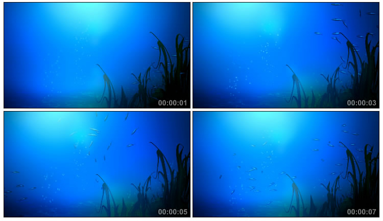 卡通海底鱼群水草背景视频素材