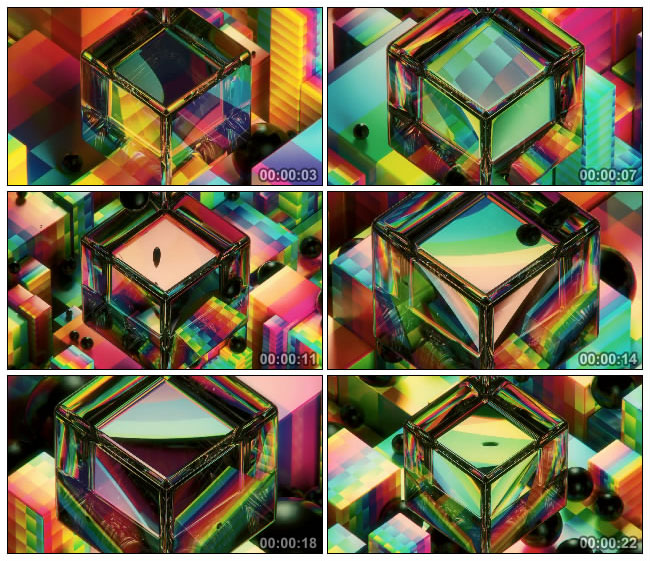 透明玻璃动感抽象Led视频素材