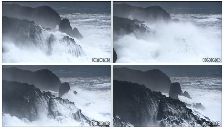 大海风浪拍打岸边礁石视频素材