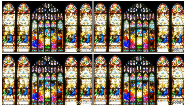欧式婚礼教堂彩画壁画窗户视频素材