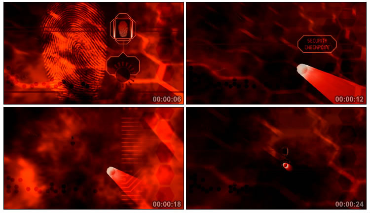 红色指纹动态扫描网格背景视频素材