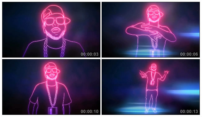 说唱rap歌手动画霓虹形象Led视频素材