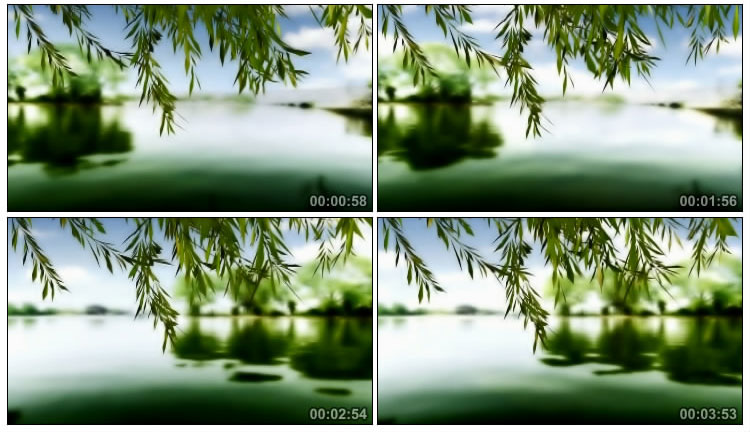 古典古韵中国风湖畔柳树竹子长笛悠扬视频素材