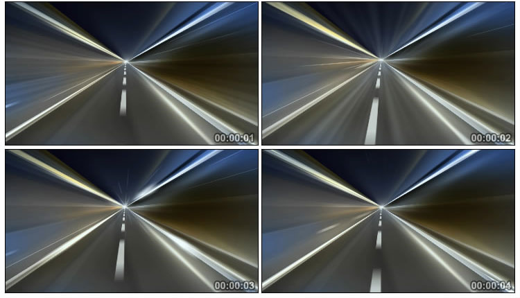 在隧道公路上高速前进的闪烁效果视频素材