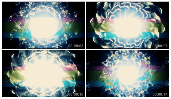 水元素组成的圆圈带炫光VJ视频素材