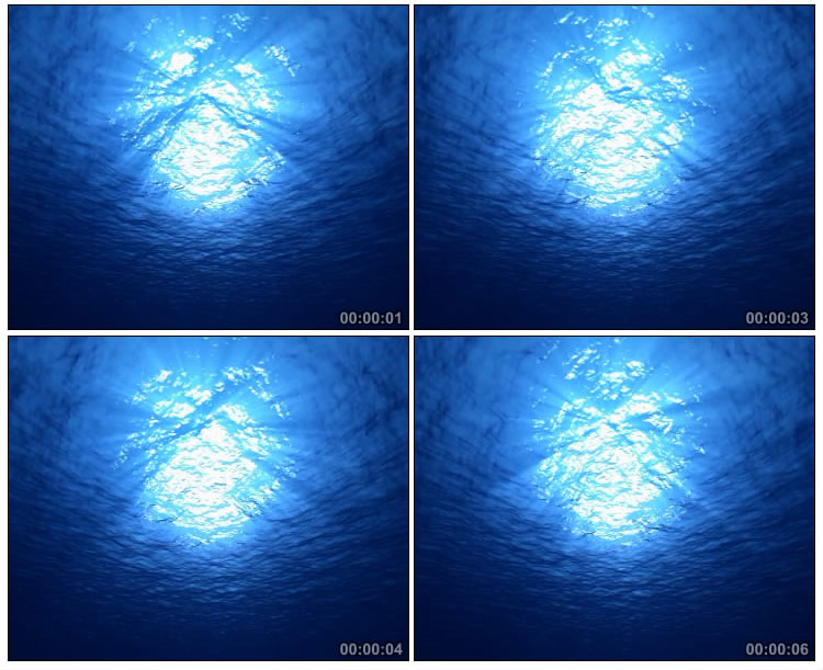 蓝色海底阳光 水下阳光 海面光线视频素材